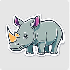 Obraz premium Cute Cartoon Rhinoceros Sticker