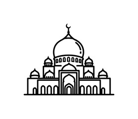 Fototapeta premium Minimalist Black and White Mosque Architecture Illustration