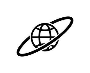 Modern Black Globe Orbit Icon - Abstract Minimalist Design © Arifur