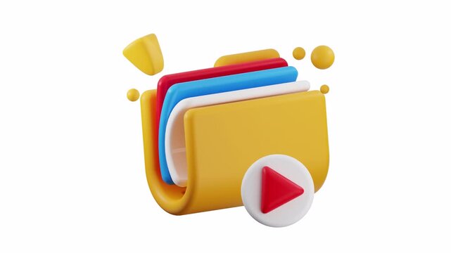 3d rendering of a folder with multimedia files. Perfect for presentations, websites, and digital marketing materials that focus on multimedia.