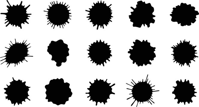Minimalist black ink blot and paint splat collection vector eps for modern graphic design.
