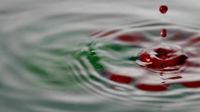 Red Blood Drop Falling Into Water Surface, Creating Ripples
