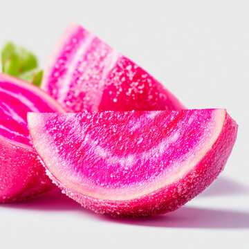 Slices of Fresh Red Beetroot with Vibrant Natural Texture Isolated on White Background