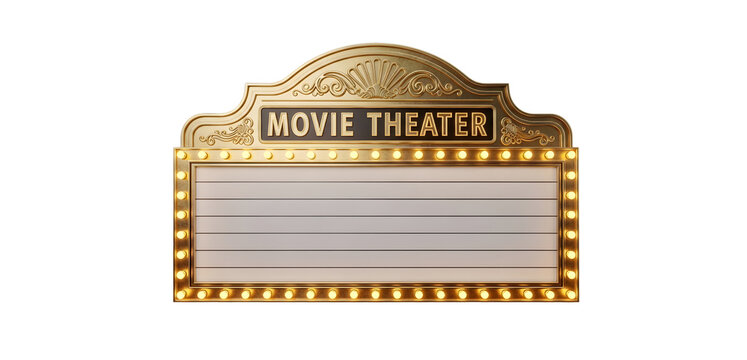 Vintage movie theater sign with blank marquee