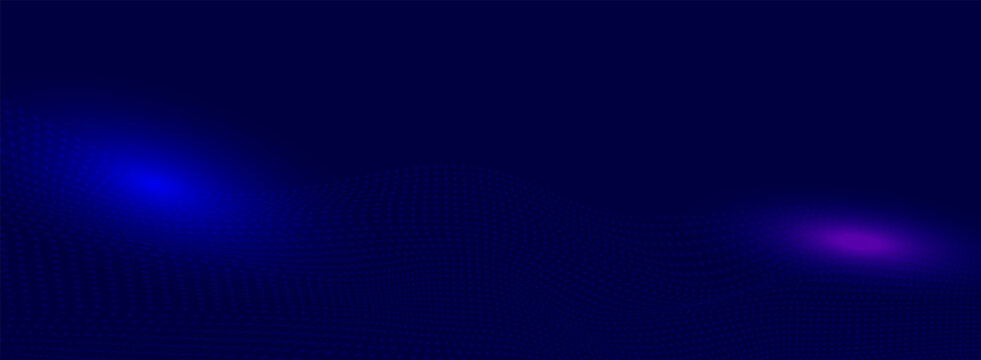 Dynamic blue particle wave. Futuristic glowing dot wave. Flowing digital structure. Data technology background. Modern vector illustration.