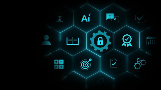 Access Management: Digital business futuristic technological interface, identity authentication, secure login, role-based control. Motion graphics of authentication High security concept