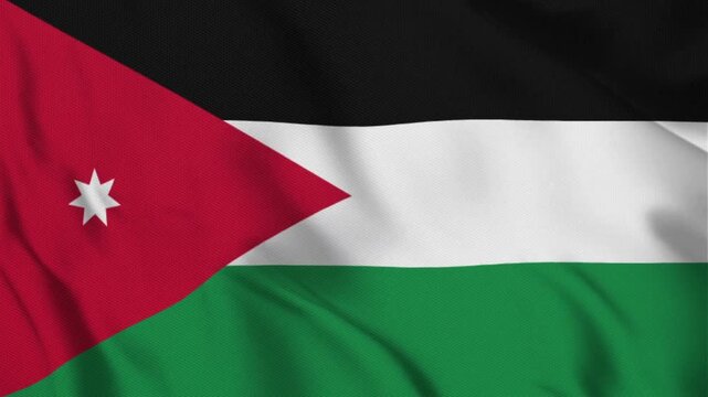 National flag of jordan waving in the breeze, suitable for patriotic designs, travel brochures, cultural presentations, and educational materials.