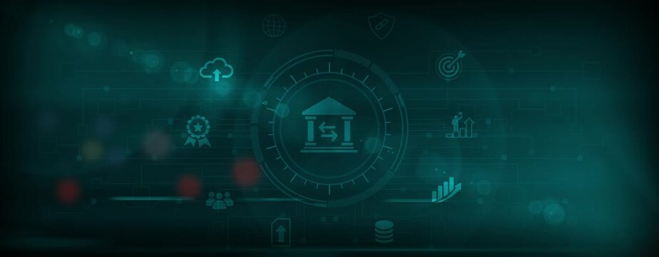 Banking, Digital business virtual Banking network connection icons. Financial Transactions, Digital Banking, Secure Internet business