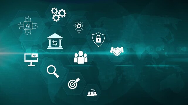 Banking, Digital business virtual Banking network connection icons. Financial Transactions, Digital Banking, Secure Internet business