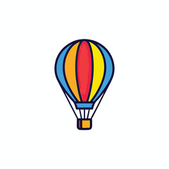 Fototapeta premium Colorful cartoon hot air balloon icon for travel and adventure.