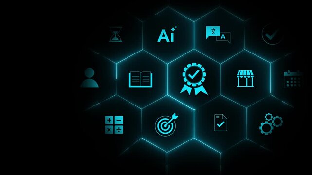Quality Assurance concept: Digital quality icon on virtual interface, process improvement, customer satisfaction, compliance, risk management, Motion graphics of quality concept