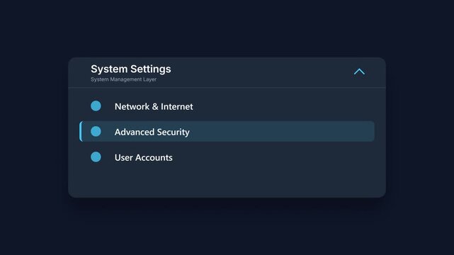 Navigating System Settings: Advanced Security Options and User Accounts.