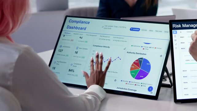 Compliance Officer Reviews Risk Dashboard