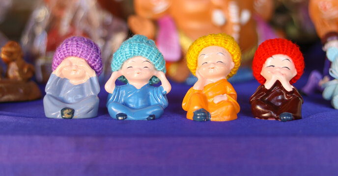 A Varanasi clay art in vibrant colors, home decor, handicraft, toy, doll, souvenir, culture, ethnic, art and craft, Indian art.