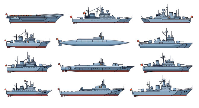 Naval Fleet Collection: Aircraft Carrier, Battleship, Submarine, Destroyer, Frigate