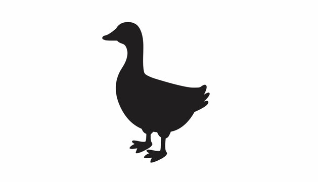 Black duck silhouette, vector animal icon, simple bird shape, minimalist design element