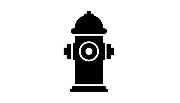 Fire hydrant icon, black silhouette, urban infrastructure symbol, emergency service vector