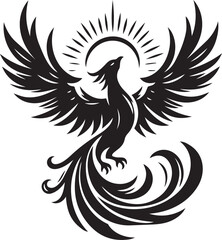 Fototapeta premium Phoenix Bird Fire Mythical Creature Vector Illustration Flaming Wings Fantasy Design