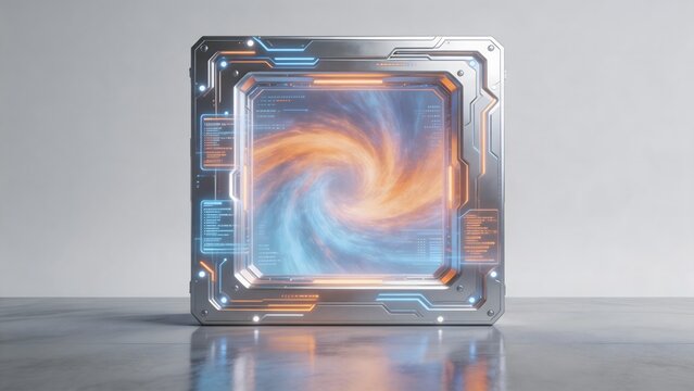 Futuristic portal with swirling vortex