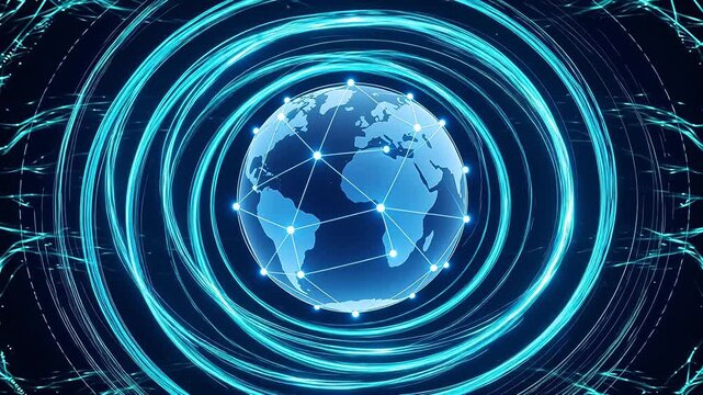 Blue globe with network connections