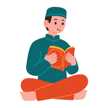 Icon design of a Muslim man reading the Quran