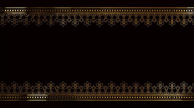 3d animation golden lines with floral ornament background