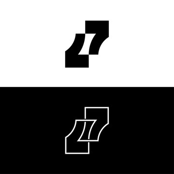Professional L7 Z7 Interlocking Monogram Branding Identity. Number 77 Logo design. 