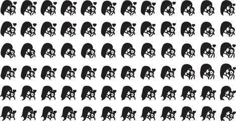 Obraz premium Repeating pattern of mother and baby silhouette icons with silhouette maternal parenting background affection maternity parenthood collection multiple nurturing