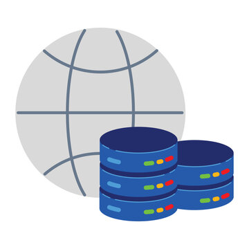 Database Servers and Globe Icon. Vector Desain