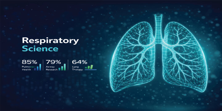 Futuristic Respiratory Science Digital Lungs with AI Healthcare Analytics Interface, Pulmonary Research and Medical Technology Background