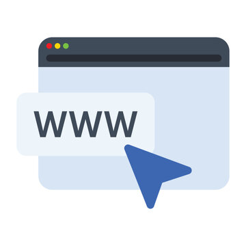 Browser Window with WWW and Cursor. Vector Desain