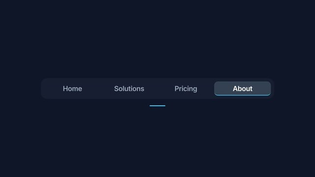 Navigation Menu Displaying Home Solutions Pricing and About Options.