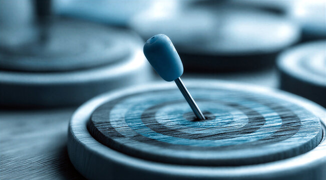 Closeup view of a blue knob in a precise position for sound or control adjustment purposes