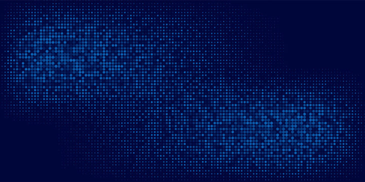 High speed dot moving technology concept. stripes halftone with blue light. speed movement pattern and motion blur over dark blue background. Vector Illustration.