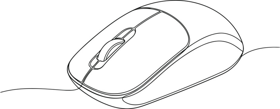 Continuous one line drawing of a computer mouse