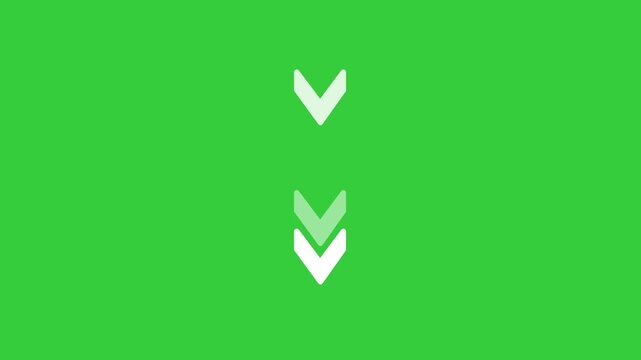 arrow icon concept animation up to down direction looping arrow loading and navigation symbol white color on green background