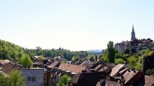 historic cityscape bern switzerland in spring 4k video