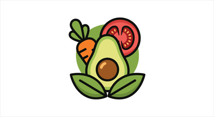 Fototapeta premium Healthy Fresh Avocado and Vegetables Icon.