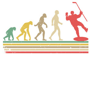 Evolution of Man Ice Hockey Retro Design - Fully Editable Vector Illustration for Vintage Sports Apparel and T-Shirts