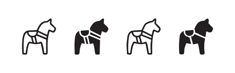 Dala Horse and Swedish Tradition Icon Set in Four Different Hand Drawn and Minimalist Styles © liubomir118809