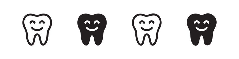 Naklejka na ściany i meble Happy smiling tooth icons for pediatric dentistry and oral health