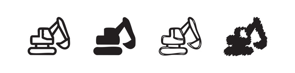 Excavator Icon Set, Digger and Heavy Construction Machine Symbols © liubomir118809