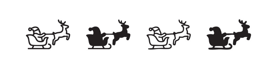 Santa Claus in sleigh with reindeer icons © liubomir118809
