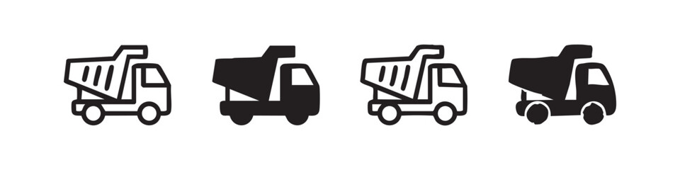 Construction Dump Truck Heavy Machinery Icon Set © liubomir118809