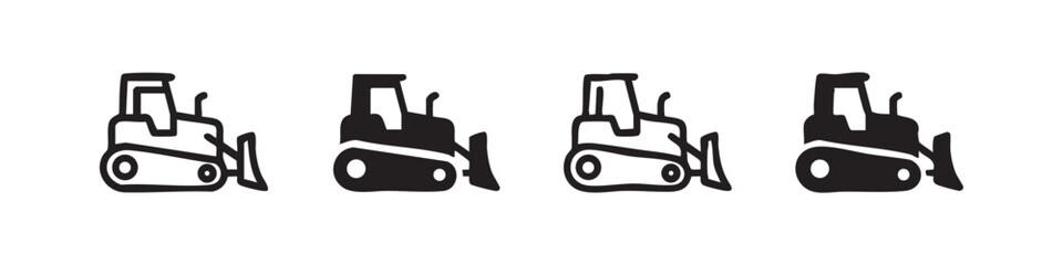 Construction Bulldozer Excavator Machinery Icon Set © liubomir118809