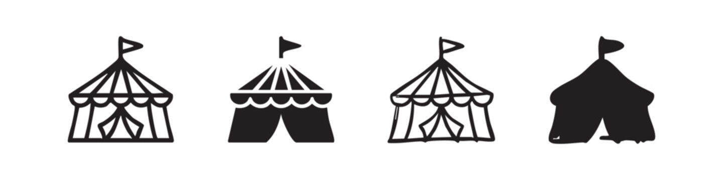 Circus Tent and Carnival Big Top Entertainment Icons
