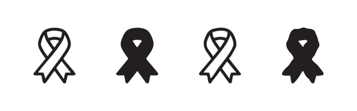 Awareness ribbon icon set. Support, cause, cancer awareness and charity symbol.