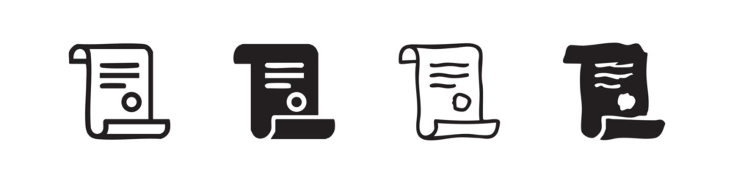 Scroll and Diploma Certificate Icon Set