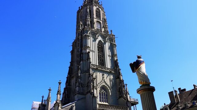 historic cityscape bern switzerland in spring 4k video