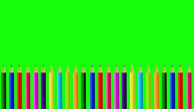 Colored Pencil Bottom Border Animation on Green Screen Background